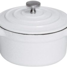 BelleVie White Enameled Cast Iron Mini Dutch Oven, Dia 4" x H 2", 8 1/2 Oz."