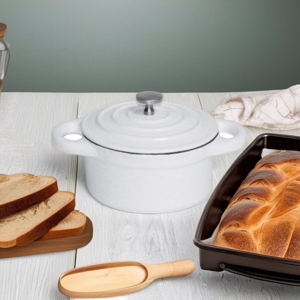 BelleVie White Enameled Cast Iron Mini Dutch Oven, Dia 4" x H 2", 8 1/2 Oz." - Image 2