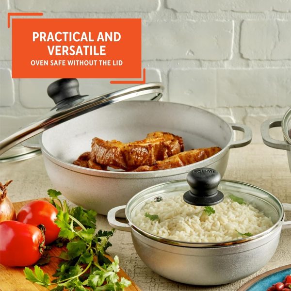 IMUSA Caldero Stock Pot with Glass Lid 3pc Set, 1.5/3.5/7 QT, Cast Aluminum, Perfect for Serving Large & Small Groups, Riveted Handles, Made in Colombia, Silver - Image 5