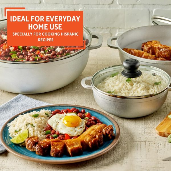 IMUSA Caldero Stock Pot with Glass Lid 3pc Set, 1.5/3.5/7 QT, Cast Aluminum, Perfect for Serving Large & Small Groups, Riveted Handles, Made in Colombia, Silver - Image 8