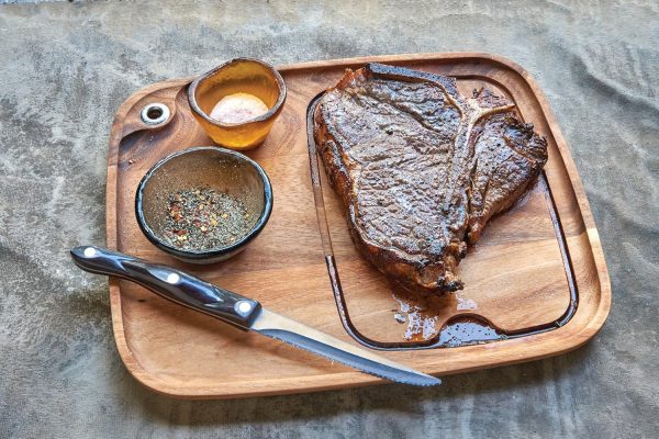 Ironwood Gourmet Fort Worth Steak Plate with Juice Channel, Acacia Wood 13 x 11 x 0.75 -inches, Brown - Image 2