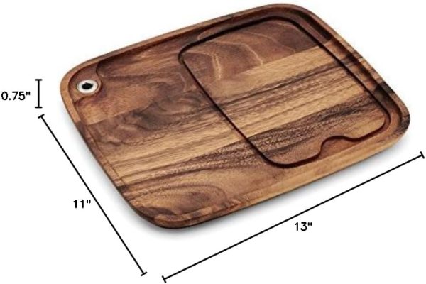 Ironwood Gourmet Fort Worth Steak Plate with Juice Channel, Acacia Wood 13 x 11 x 0.75 -inches, Brown - Image 12