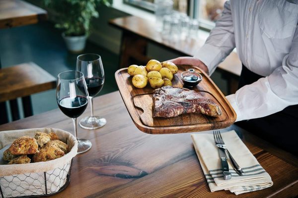 Ironwood Gourmet Fort Worth Steak Plate with Juice Channel, Acacia Wood 13 x 11 x 0.75 -inches, Brown - Image 3