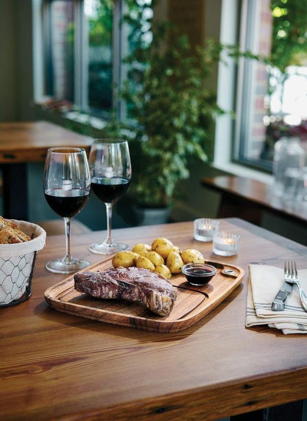Ironwood Gourmet Fort Worth Steak Plate with Juice Channel, Acacia Wood 13 x 11 x 0.75 -inches, Brown - Image 6