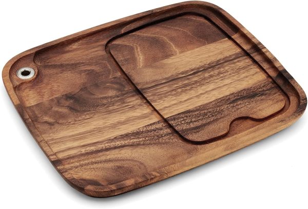 Ironwood Gourmet Fort Worth Steak Plate with Juice Channel, Acacia Wood 13 x 11 x 0.75 -inches, Brown - Image 7